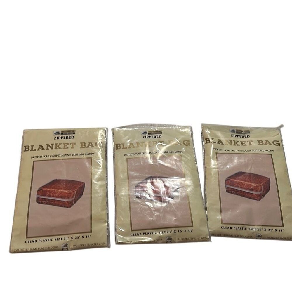 *NEW*  Better Home Clear Zippered Blanket Storage Bag Set Of 3 Size 21"x25"x11"